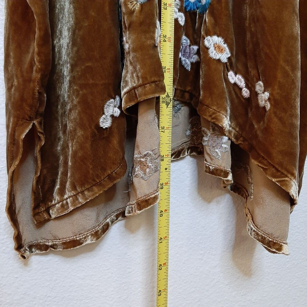 NEW Johnny Was Serafina Kaftan Dress Brown / Yellow Women M Embroidery Velvet - Picture 3 of 16